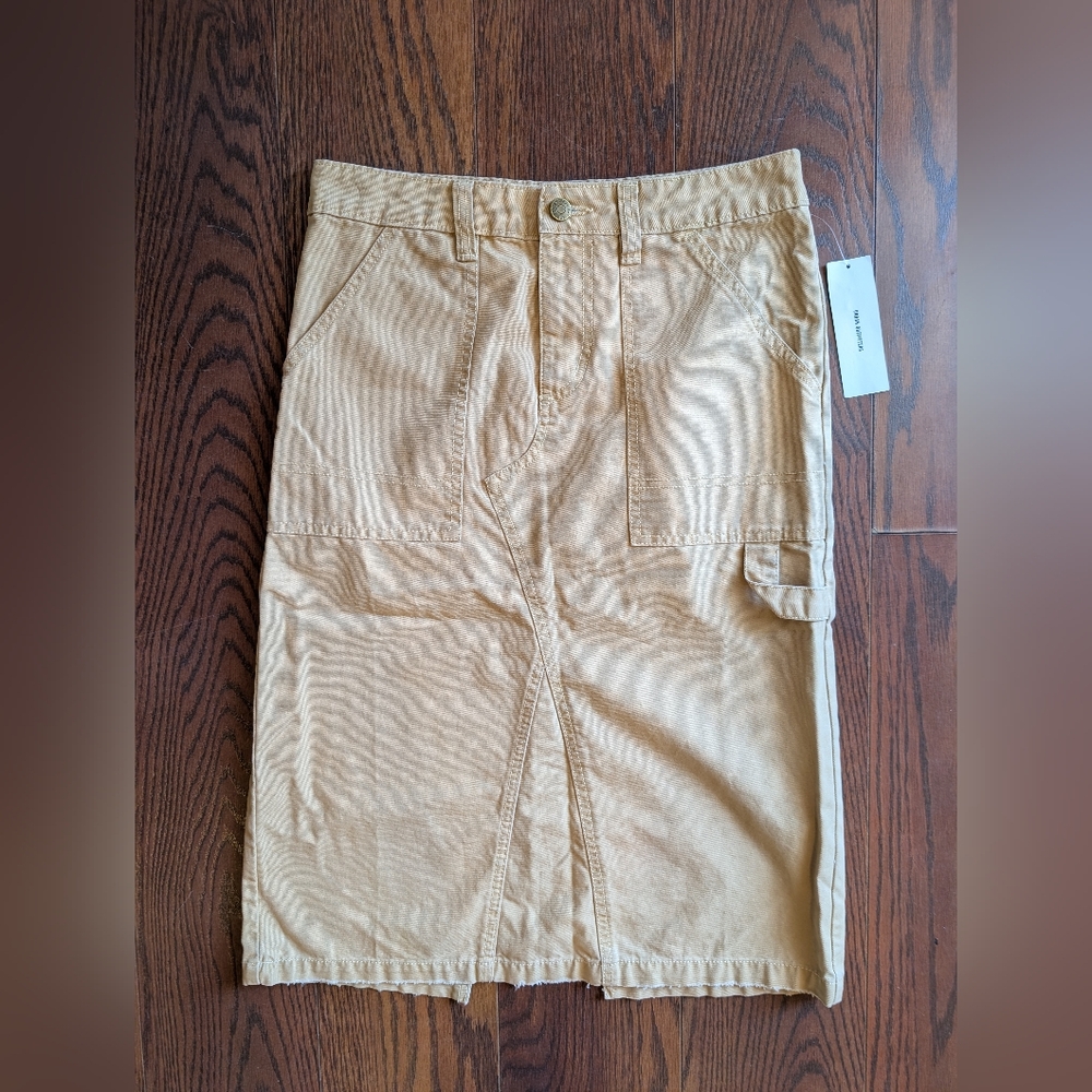 BDG New Beige Tan Midi Skirt Slit S 90s Y2K Spring Brunch Modest